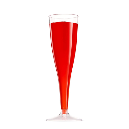 100 Pack Plastic Champagne Flutes, 5 Oz Clear Plastic Toasting Glasses, Disposable Wedding Party Cocktail Cups