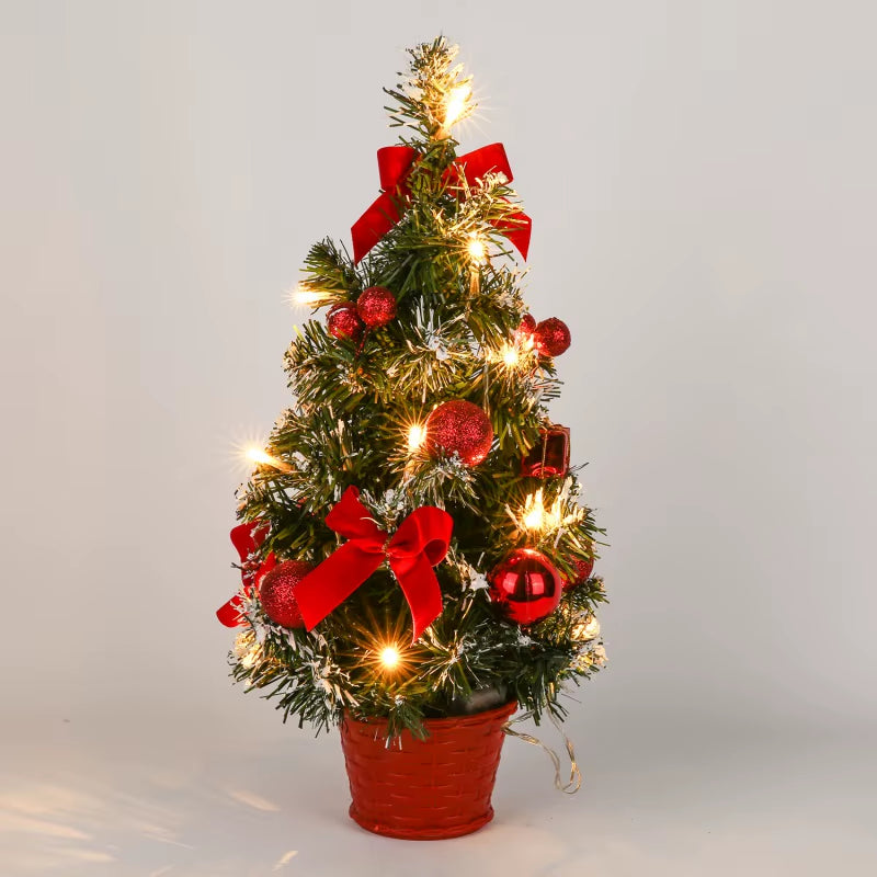 40CM Table LED Artificial Christmas Tree Decoration Light Pine Tree Mini Xmas Tree Christmas Decoration New Year 2024 Gift