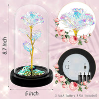 Roses Gifts for Women, Mom Birthday Gifts, Colorful Artificial Flower Rose Light Gift in a Glass Dome, Gifts for Daughter Women Mom Rose Gifts for Mothers Day, Valentines Day, Anniversary