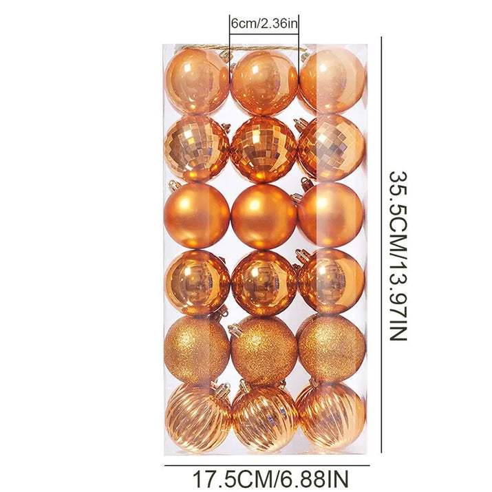 Christmas Ball Ornaments 6CM for Xmas Tree Christmas Decorations Shatterproof Set Hanging Ball (Orange, 2.36 Inches/6 Cm)