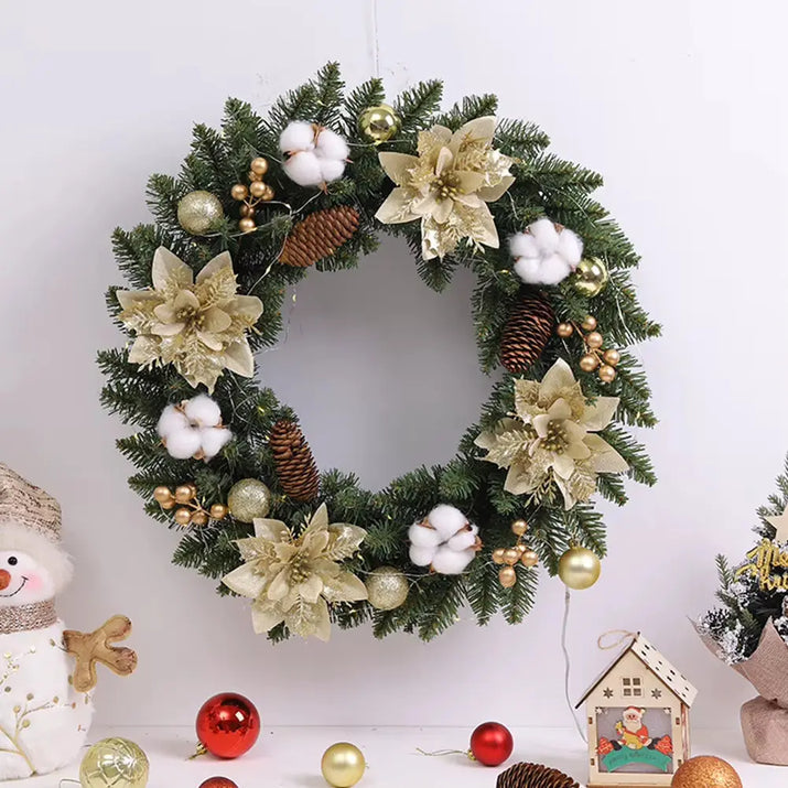 40Cm Home Front Door Fall Wreaths Pine Con Artificial Wreath Harvest Autumn Door Wreath Christmas New Years Home Hanging Decor