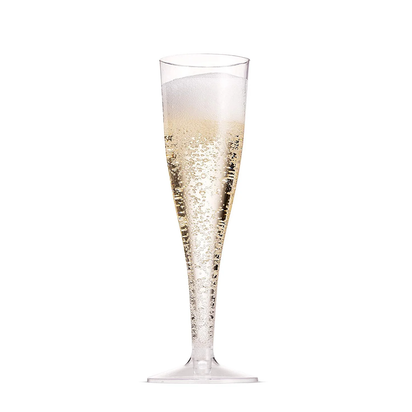 100 Pack Plastic Champagne Flutes, 5 Oz Clear Plastic Toasting Glasses, Disposable Wedding Party Cocktail Cups