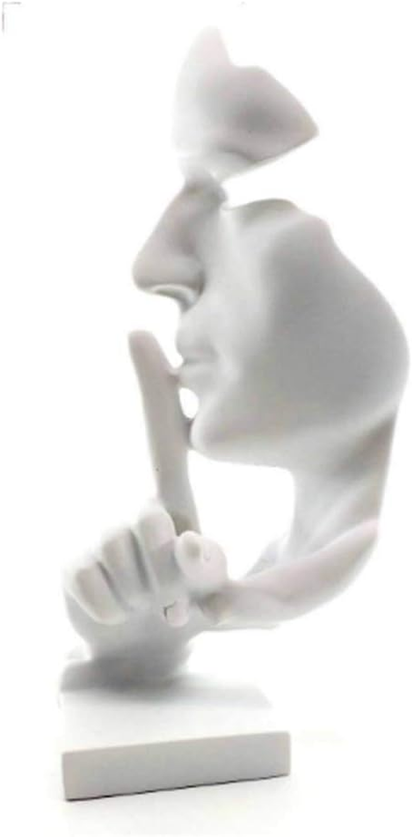 Creative Abstract Men Figurine Sculptures, Keep Silence Statue, Thinker Statue, Office Home Decor (White)