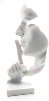 Creative Abstract Men Figurine Sculptures, Keep Silence Statue, Thinker Statue, Office Home Decor (White)
