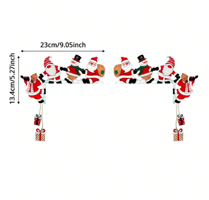 1/2X Christmas Door Frame Decoration Santa Claus Wooden Home UK