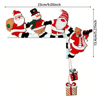 1/2X Christmas Door Frame Decoration Santa Claus Wooden Home UK
