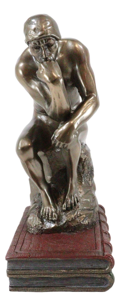 Auguste Rodin Le Penseur the Thinker Sitting on Books Statue the Poet Figurine
