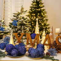 3.15" Christmas Ball Ornaments Glitter Shatterproof Christmas Tree Ornaments Sequin Xmas Hanging Balls Decorations for Wedding Party Holiday(Sapphire, 12Pc-8Cm)