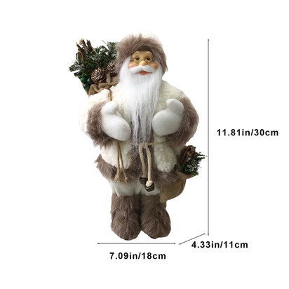 12-Inch Christmas Santa Claus Doll - Standing Polyester Figurine for Holiday Decoration, Shelf & Mantel Display, Festive Gift Giving, Easy to Clean