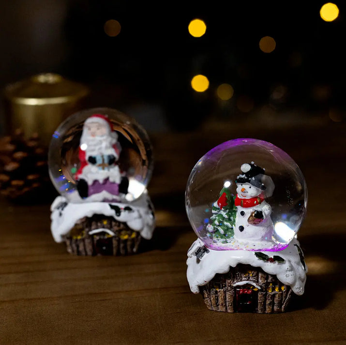 Christmas Snow Globe Decoration Ornament LED Santa Figure Light Snowman Xmas