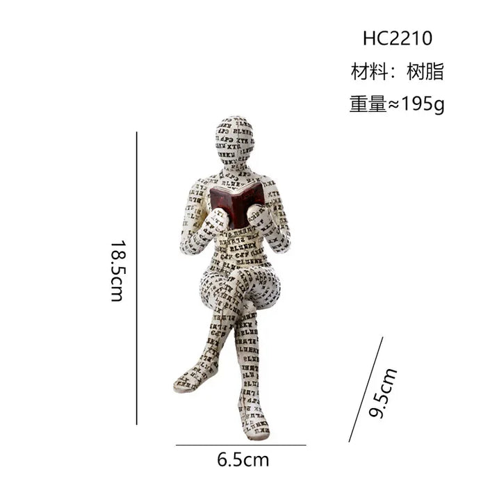 Nordic Modern Reading Woman Statue Nordic Art Thinker Resin Statue Thinker Desktop Sculptures Reading Woman Home Home Sculpture