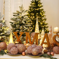 3.15" Christmas Ball Ornaments Glitter Shatterproof Christmas Tree Ornaments Sequin Xmas Hanging Balls Decorations for Wedding Party Holiday(Rose Gold, 12Pc-8Cm)