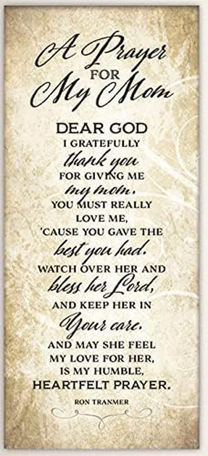 a Prayer for My Mom Wood Wall Art Frame Plaque | 8 Inches X 16 Inches | Hanger for Hanging | Dear God I Gratefully Thank You for Giving Me My Mom | Mother Gift