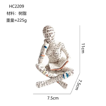 Nordic Modern Reading Woman Statue Nordic Art Thinker Resin Statue Thinker Desktop Sculptures Reading Woman Home Home Sculpture