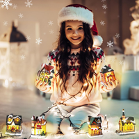 Christmas Village Set: 10 LED Lighted Houses with Figurines for Decor