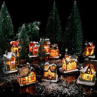 Christmas Village Set: 10 LED Lighted Houses with Figurines for Decor