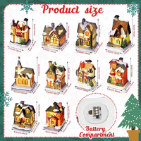 Christmas Village Set: 10 LED Lighted Houses with Figurines for Decor